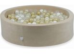 Bacinella 110X30Cm Velvet Soft Beige Con 400 Palline: Trasparente, Bianco, Madreperla, Oro Chiaro, Opalescente