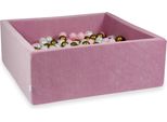 Bacinella 110X110X40Cm Velvet Soft Pink Con 600 Palline: Madreperla, Oro Antico, Rosa Chiaro
