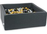 Piscina A Secco In Grafite 110X110X40 Con 600 Palline: Argento, Oro, Nero