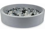 Bacinella 130X30Cm Velvet Soft Light Grey Con 600 Palline: Madreperla, Trasparente, Grafite Metallizzata, Argento