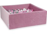Bacinella 110X110X40Cm Velvet Soft Pink Con 600 Palline: Rosa Cipria, Argento, Bianco, Trasparente