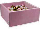 Bacinella 90X90X40Cm Velvet Soft Pink Con 400 Palline: Madreperla, Oro Antico, Rosa Chiaro