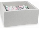 Bacinella Grigio Chiaro 90X90X40 Con 400 Palline: Trasparente, Madreperla, Argento, Rosa Chiaro, Menta Chiaro