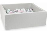 Bacinella Grigio Chiaro 110X110X40 Con 600 Palline: Trasparente, Madreperla, Argento, Rosa Chiaro, Menta Chiaro