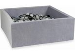 Bacinella 110X110X40Cm Velvet Soft Light Grey Con 600 Palline: Madreperla, Trasparente, Grafite Metallizzata, Argento