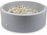 Bacinella 110X40Cm Velvet Soft Grigio Chiaro Con 500 Palline: Trasparente, Oro Chiaro, Perla