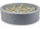 Bacinella 110X30Cm Velvet Soft Grigio Chiaro Con 400 Palline: Trasparente, Oro Chiaro, Perla