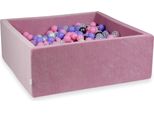 Bacinella 110X110X40Cm Velvet Soft Pink Con 600 Palline: Grafite Metallizzata, Erica, Rosa Cipria, Madreperla, Trasparente