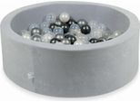 Bacinella 90X30Cm Velvet Soft Light Grey Con 200 Palline: Madreperla, Trasparente, Grafite Metallizzata, Argento
