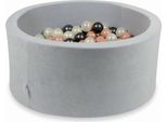 Bacinella 90X40Cm Velvet Soft Grigio Chiaro Con 300 Palline: Oro Rosa, Opalescente, Grafite Metallizzato