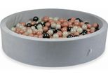 Bacinella 130X30Cm Velvet Soft Grigio Chiaro Con 600 Palline: Oro Rosa, Opalescente, Grafite Metallizzato