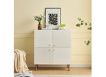 Credenza Moderna Merax Da 80 Cm In Mdf, Cassettiera Con Maniglie In Lega Di Zinco E Gambe In Acciaio, Mobile Contenitore Per Soggiorno O Camera Da Letto, Bianco