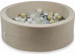 Bacinella 90X30Cm Velvet Soft Beige Con 200 Palline: Oro Chiaro, Opale, Madreperla, Trasparente, Argento