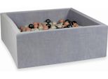 Bacinella 110X110X40Cm Velvet Soft Grigio Chiaro Con 600 Sfere: Oro Rosa, Opalescente, Grafite Metallizzato