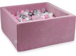 Bacinella 90X90X40Cm Velvet Soft Pink Con 400 Palline: Rosa Cipria, Argento, Bianco, Trasparente