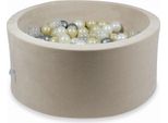 Bacinella 90X40Cm Velvet Soft Beige Con 300 Palline: Oro Chiaro, Opale, Madreperla, Trasparente, Argento