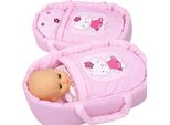 Marsupio Porta-Bebè Bobo Per Bambole Fino A 45 Cm + Biancheria Da Letto Con - Rosa A Scacchi Con Gattino