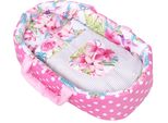 Marsupio Porta-Bebè Bobo Per Bambole Fino A 45 Cm + Biancheria Da Letto Con - Fiori Rosa