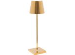 Lampada A Led Da Tavolo Poldina Pro Oro Lucido Ricaricabile E Dimmerabile Con Batteria Fino A 12 Ore
