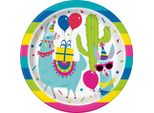 Piatto Di Carta Llama 8 Pezzi Colorati 22 Cm - Misura Unica