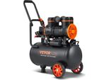 Vevor Compressore D'aria Silenzioso 2800 Giri/Min Compressore Silenzioso 70Db Compressore Senza Olio Con 2 Ruote Serbatoio Di Pressione Da 24L 6-8Bar 1450W (2Hp) 3,5 Mpa Riparazioni Auto Verniciatura A Spruzzo Lavorazione Del Legno