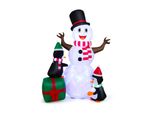 Costway 180Cm Pupazzo Di Neve Gonfiabile Con Pinguini, Decorazione Natalizia Xl Con Luci Led Colorate, Decorazione Festiva Autogonfiabile