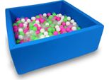 Bacino Di Asciugatura 110X110X40Cm Blu Con 600 Palline: Verde Chiaro, Rosa, Bianco, Trasparente