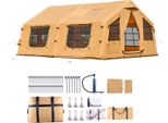 Succebuy Tenda Da Campeggio Gonfiabile Per 8-12 Persone Con Pompa A Mano, Tenda Glamping 4,8X3,6X2,2 M Con Lucernari, Tettoia, Apertura A Forno, Due Porte, Finestre A Rete E Borsa Di Trasporto