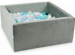 Piscina Di Palline 400 Pezzi 90X90X40 Velluto Grigio: Menta Chiaro, Turchese, Azzurro, Azzurro Perla, Perla, Bianco, Trasparente