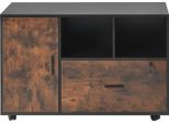 Succebuy Cartella Mobile In Legno Con Scomparti Aperti, Piedistallo Mobile Con Serratura E Ripiani Regolabili, Supporto Per Stampante Per Ufficio, Casa E Scuola, Look Rustico In Marrone