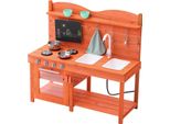 Succebuy Cucina Di Fango 1050X400X965Mm, Set Di Cucina Giocattolo In Legno, Cucina Da Esterno Per Bambini E Ragazzi, Cucina Con Fornelli, Lavello, Rubinetto, Lavagna, Pentole E Accessori