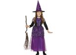 Strega Viola Magica Costume Halloween Bambini Fiaba Travestimento Cappello Abito Avventura Mondo Magico, Taglia: 140/146 Colore: Viola