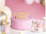 Candele Di Compleanno Happy Birthday Con Glitter 2,5 Cm Oro