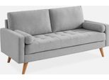 Sweeek - Divano A 3 Posti Con Rivestimento Capitonné - Grigio Chiaro