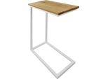 Natural Goods Berlin Tavolino C-FORM, Tavolino, Tavolino, Comodino, Vero Legno Di Quercia, Bianco, Piano In Quercia (45 X 25 X 2 Cm)
