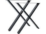 Natural Goods Berlin Mobili X-FORM, Guide Per Tavolo, Gambe Per Tavolo, Struttura Per Tavolo, Tavolo Da Pranzo, Panca, Tavolino, Nero, L70Xh72 Cm, 2 Pezzi