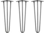 Natural Goods Berlin Gambe Hairpin, Gambe A Forcina, Gambe Per Mobili, Gambe Per Tavoli, Argento Industriale, 40 Cm, 3 Montanti, 3 Pezzi