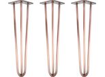 Natural Goods Berlin Gambe Hairpin, Gambe A Forcina, Gambe Per Mobili, Gambe Per Tavoli, Oro Rosa Antico, 45 Cm, 3 Montanti, 3 Pezzi