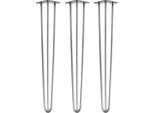 Natural Goods Berlin Gambe Hairpin, Gambe A Forcina, Gambe Per Mobili, Gambe Per Tavoli, Argento Industriale, 71 Cm, 3 Montanti, 3 Pezzi