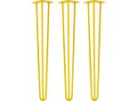 Natural Goods Berlin Gambe Hairpin, Gambe A Forcina, Gambe Per Mobili, Gambe Per Tavoli, Giallo Colza, 71 Cm, 3 Montanti, 3 Pezzi