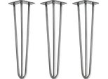 Natural Goods Berlin Gambe Hairpin, Gambe A Forcina, Gambe Per Mobili, Gambe Per Tavoli, Argento Industriale, 45 Cm, 3 Montanti, 3 Pezzi