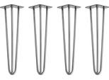 Natural Goods Berlin Gambe Hairpin, Gambe A Forcina, Gambe Per Mobili, Gambe Per Tavoli, Argento Industriale, 45 Cm, 3 Montanti, 4 Pezzi