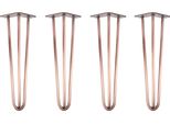 Natural Goods Berlin Gambe Hairpin, Gambe A Forcina, Gambe Per Mobili, Gambe Per Tavoli, Oro Rosa Antico, 40 Cm, 3 Montanti, 4 Pezzi