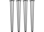 Natural Goods Berlin Gambe Hairpin, Gambe A Forcina, Gambe Per Mobili, Gambe Per Tavoli, Nero, 100 Cm, 3 Montanti, 4 Pezzi