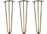 Natural Goods Berlin Gambe Hairpin, Gambe A Forcina, Gambe Per Mobili, Gambe Per Tavoli, Oro Antico, 45 Cm, 3 Montanti, 3 Pezzi