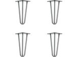 Natural Goods Berlin Gambe Hairpin, Gambe A Forcina, Gambe Per Mobili, Gambe Per Tavoli, Argento Industriale, 20 Cm, 3 Montanti, 4 Pezzi