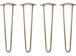 Natural Goods Berlin Gambe Hairpin, Gambe A Forcina, Gambe Per Mobili, Gambe Per Tavoli, Oro Antico, 45 Cm, 2 Montanti, 4 Pezzi