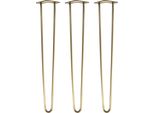 Natural Goods Berlin Gambe Hairpin, Gambe A Forcina, Gambe Per Mobili, Gambe Per Tavoli, Oro Antico, 71 Cm, 2 Montanti, 3 Pezzi