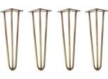 Natural Goods Berlin Gambe Hairpin, Gambe Per Capelli, Gambe Per Mobili, Gambe Per Tavoli, Oro Antico, 40 Cm, 3 Montanti, 4 Pezzi