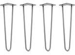 Natural Goods Berlin Gambe Hairpin, Gambe A Forcina, Gambe Per Mobili, Gambe Per Tavoli, Argento Industriale, 45 Cm, 2 Montanti, 4 Pezzi